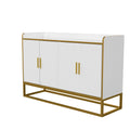 White Gloss Storage Cabinet with Metal Legs T819690