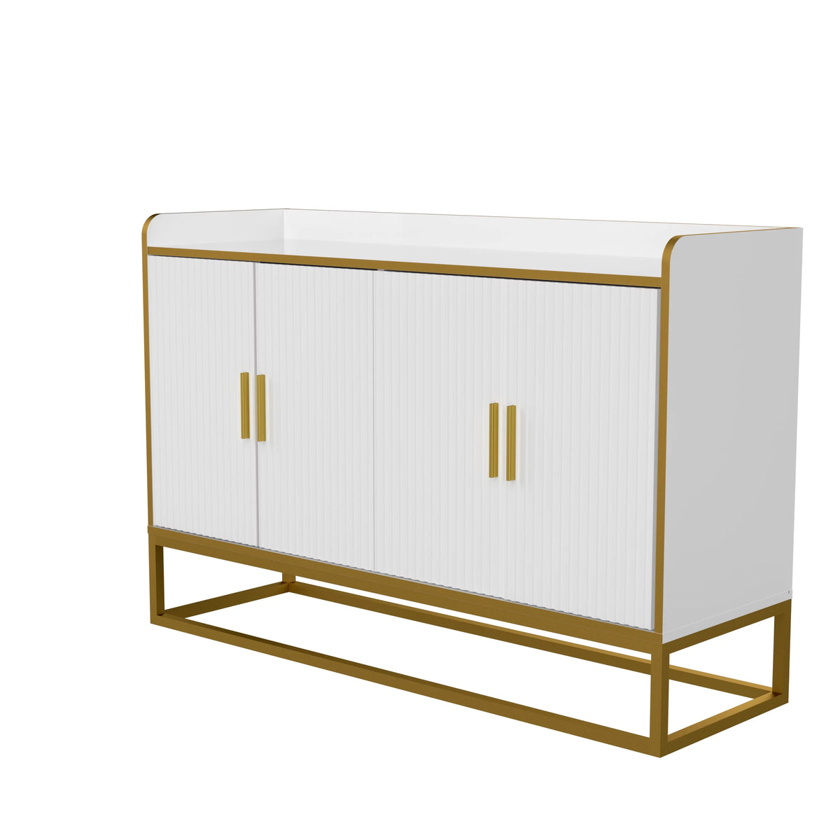 White Gloss Storage Cabinet with Metal Legs T819690