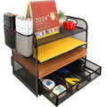 4-Tier Metal Mesh Desk Organizer with Drawer D15256