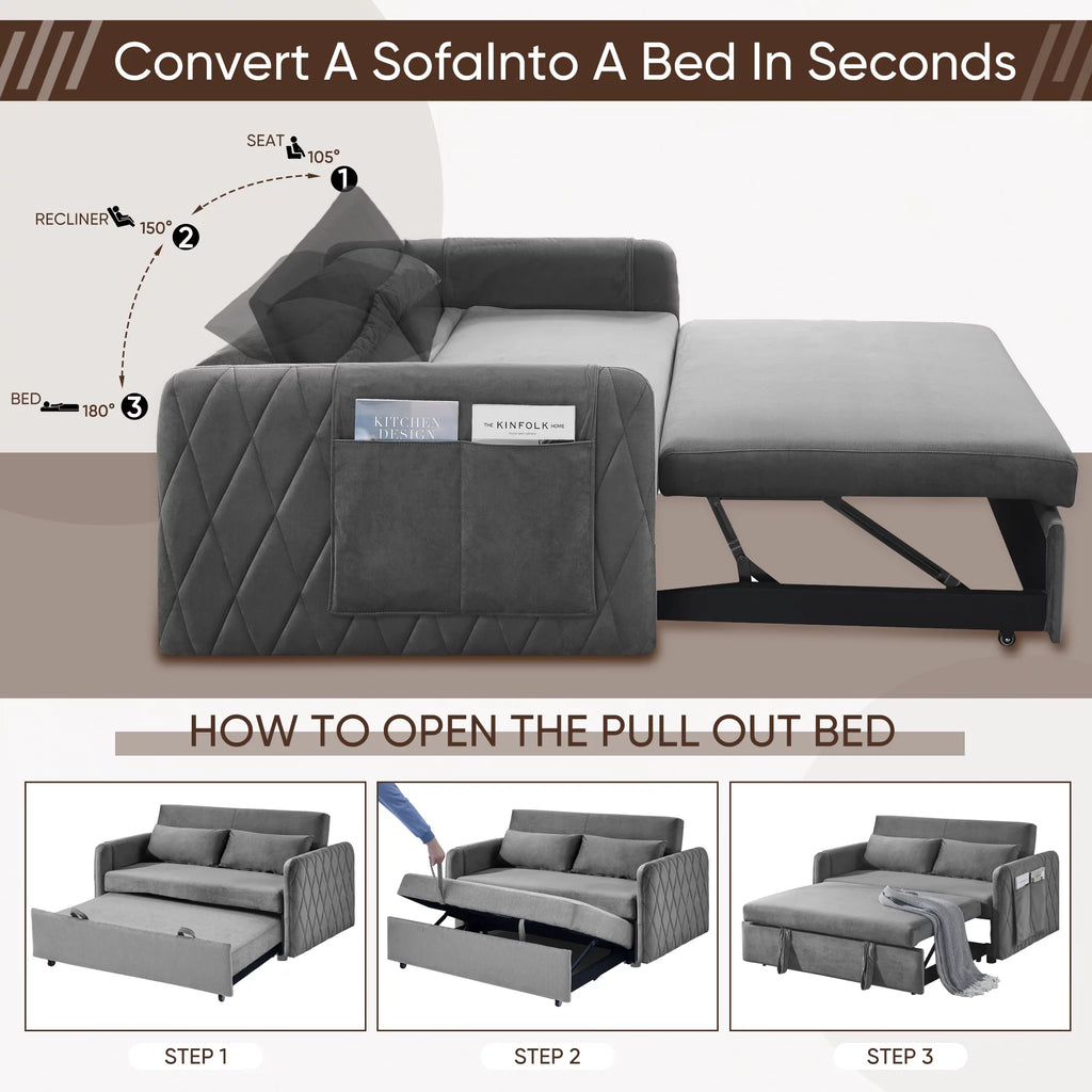 Gray 2-Seat Futon Sofa Bed X4989