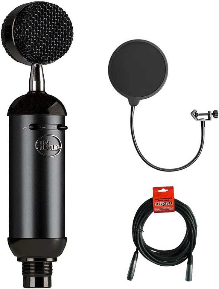 Blue Blackout XLR Condenser Microphone with Pop Filter & 20' XLR Cable Y298258