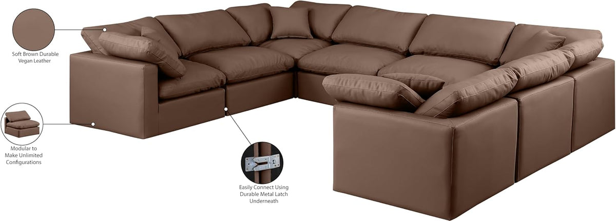 Brown Vegan Leather Sectional G565