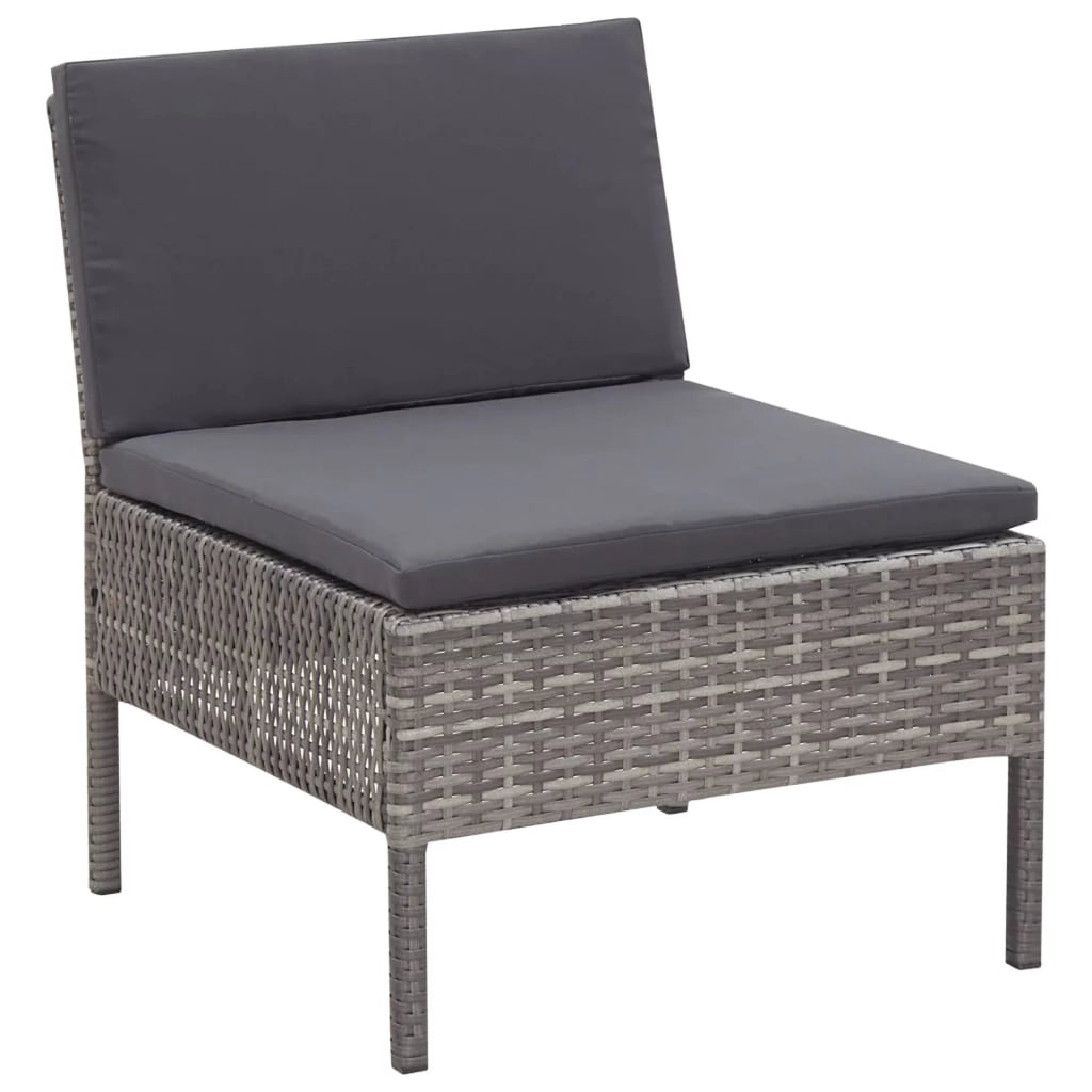 5 Piece Gray Poly Rattan Patio Sofa Set with Coffee Table Y7717