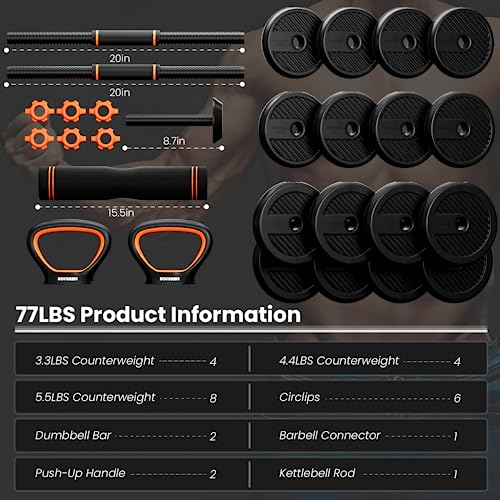 Adjustable 4 in 1 Weight Set, Dumbbell, Barbell, Kettlebell and Push-up M729429