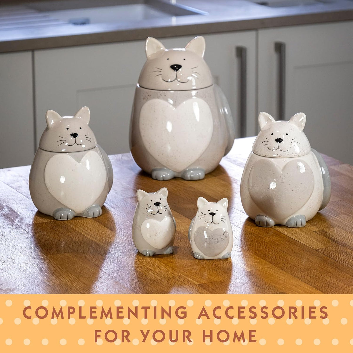 Cat Salt and Pepper Shakers Set, Ceramic Gray and White E1539