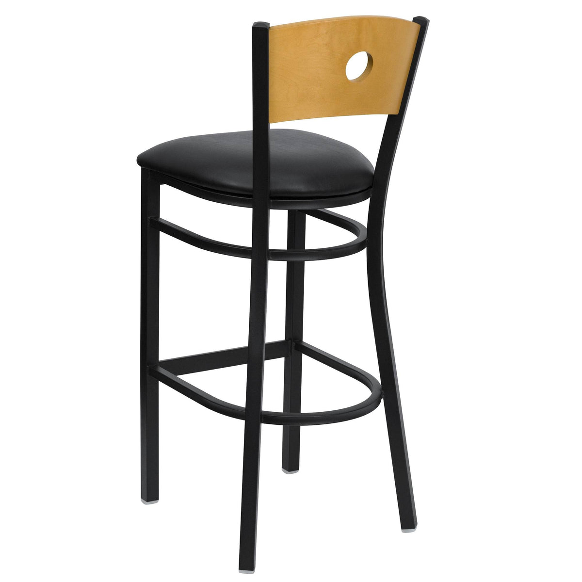 Black and Natural Brown Circle Back Restaurant Barstool W93640