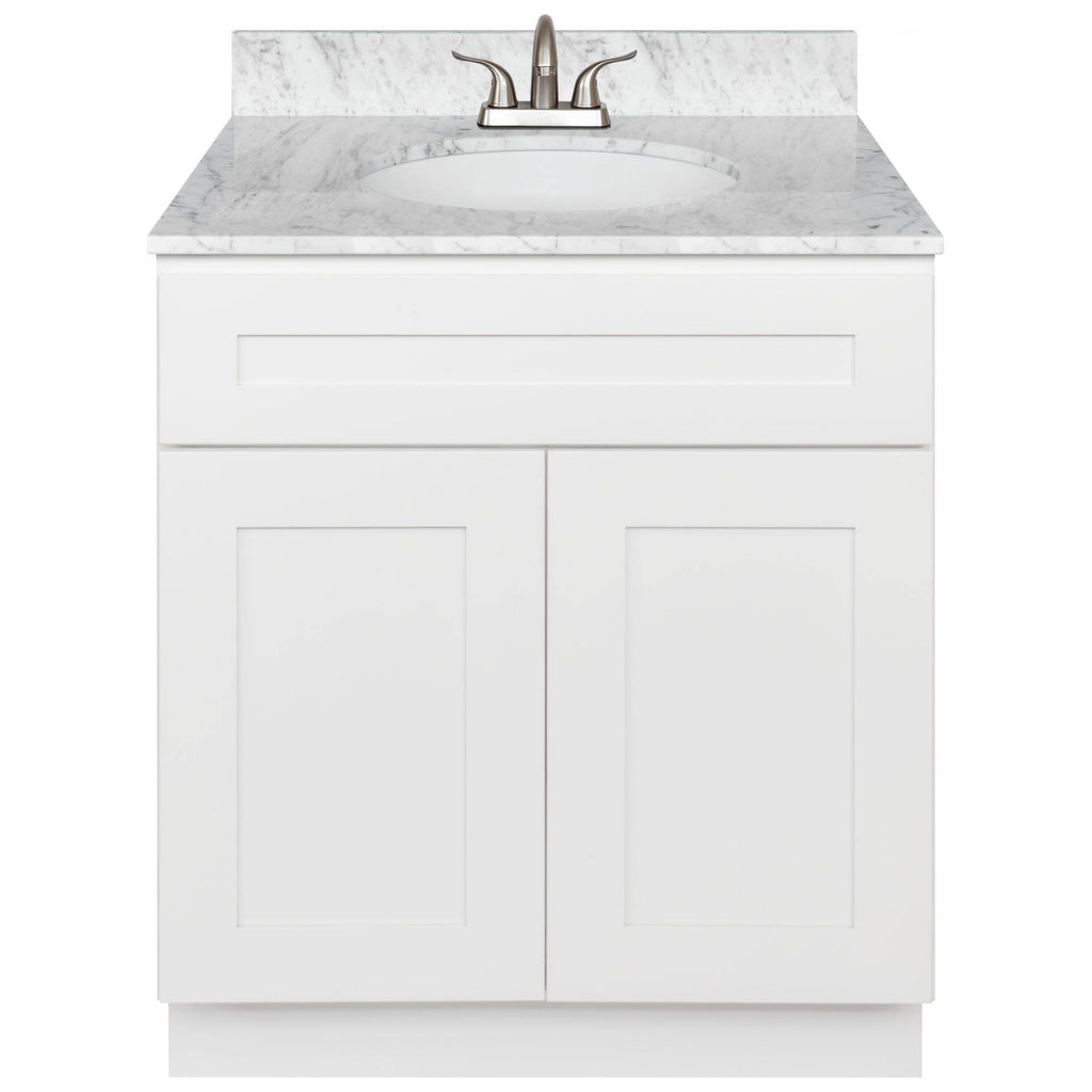 White Bathroom Vanity 30 inch with White Marble Top Q14171