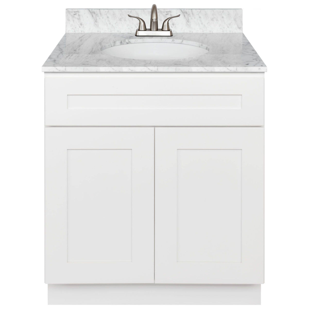 White Bathroom Vanity 30 inch with White Marble Top Q14171