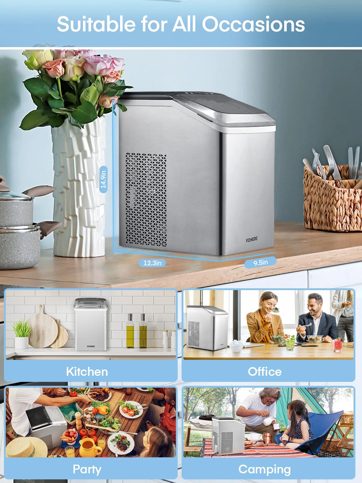 Stainless Steel Countertop Pellet Ice Maker W1947