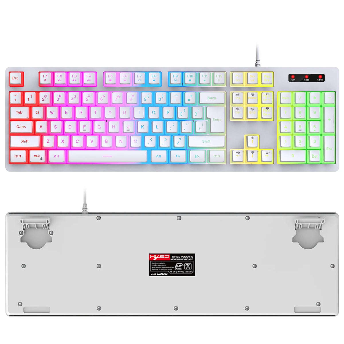 RGB Backlit Mechanical Gaming Keyboard with ABS Pudding Keycaps P60379
