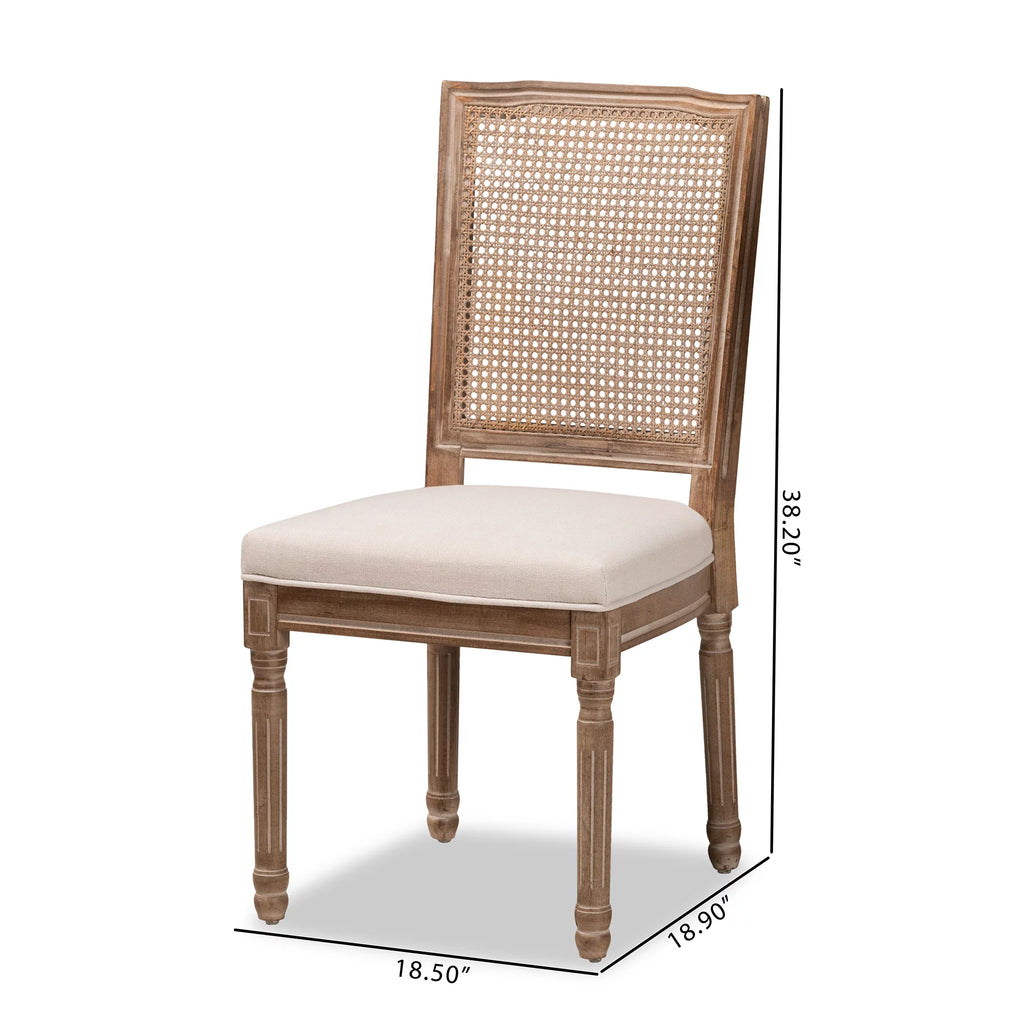 Beige and Antique Brown Dining Chair Set of 2 D5898