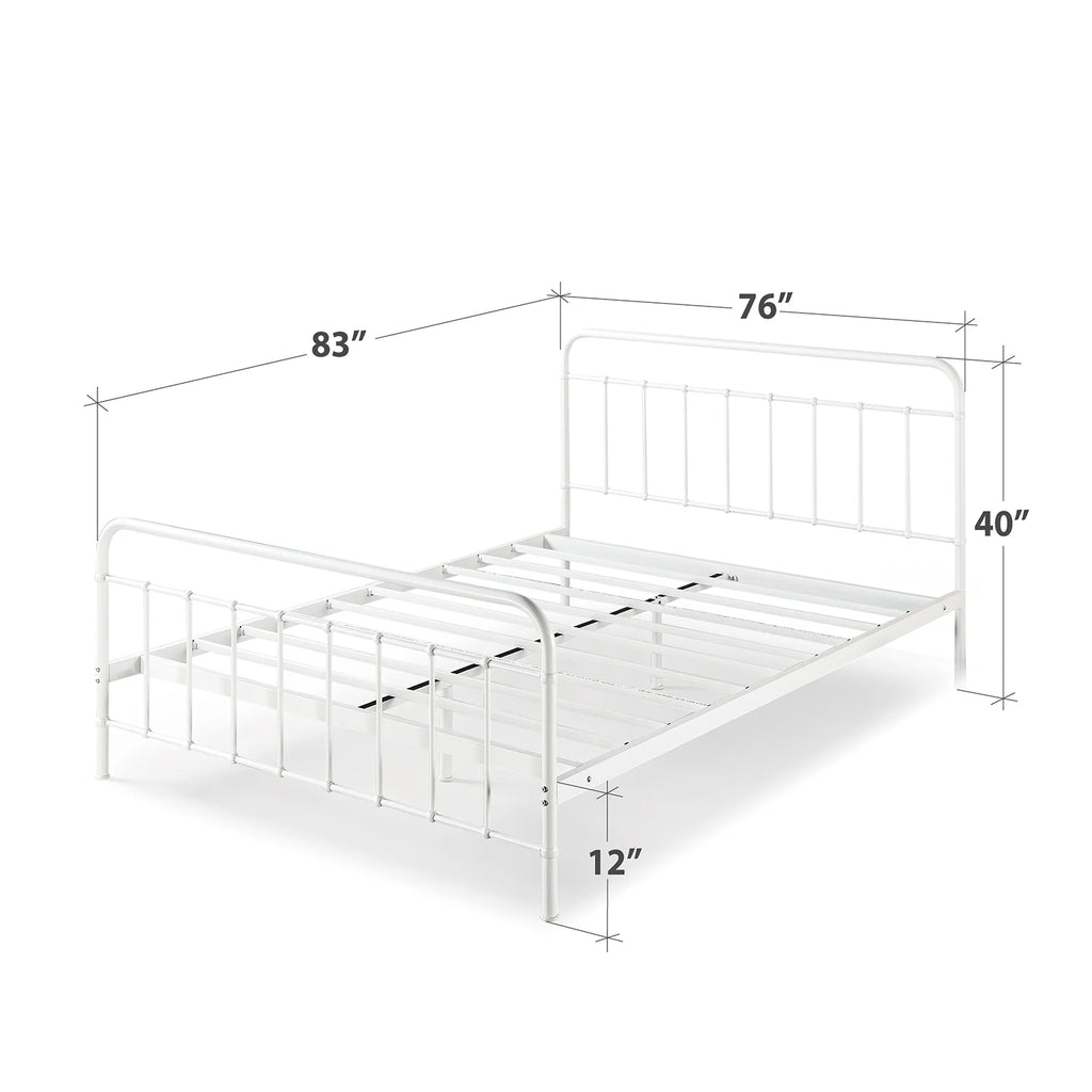 King White Metal Platform Bed Frame O452