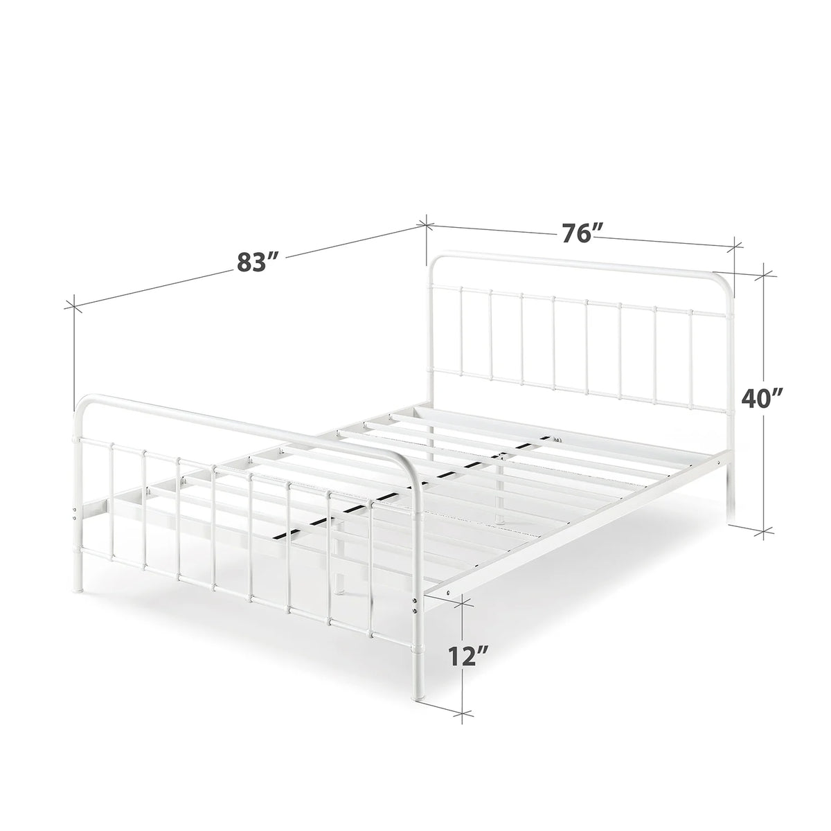 King White Metal Platform Bed Frame O452