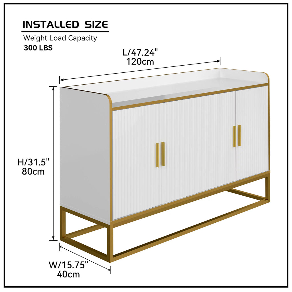 White Gloss Storage Cabinet with Metal Legs T819690