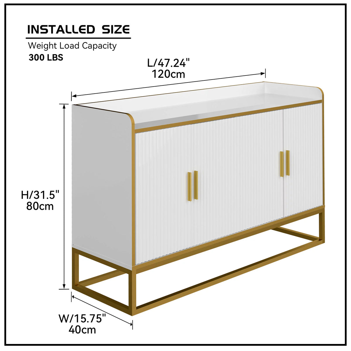 White Gloss Storage Cabinet with Metal Legs T819690