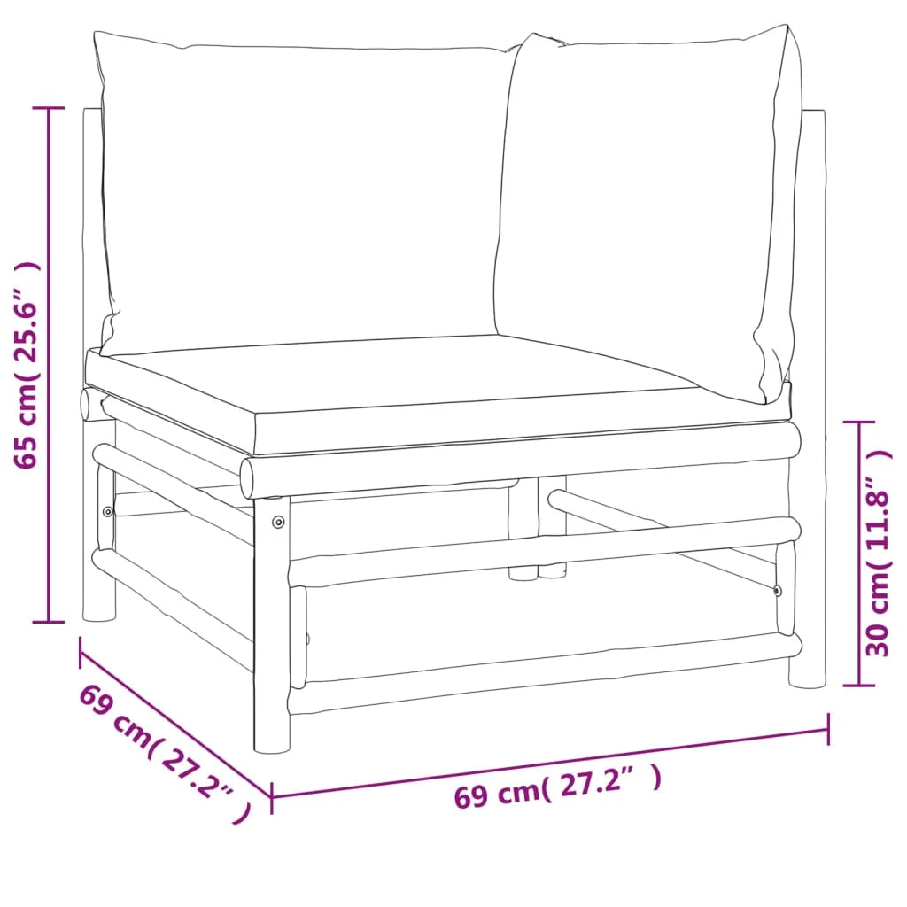 Bamboo Patio Corner Sofa with Green Cushions X849