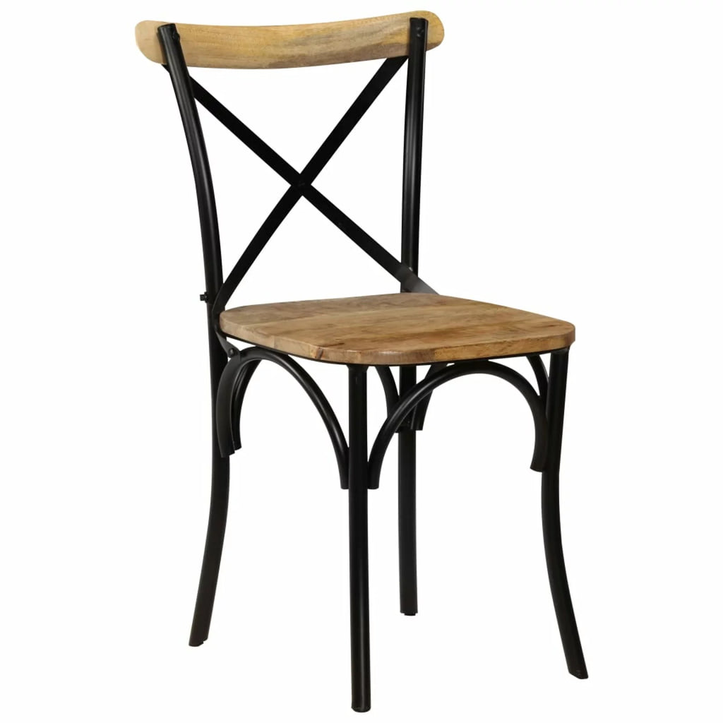 Black Solid Mango Wood Cross Chairs 2 pcs Q563