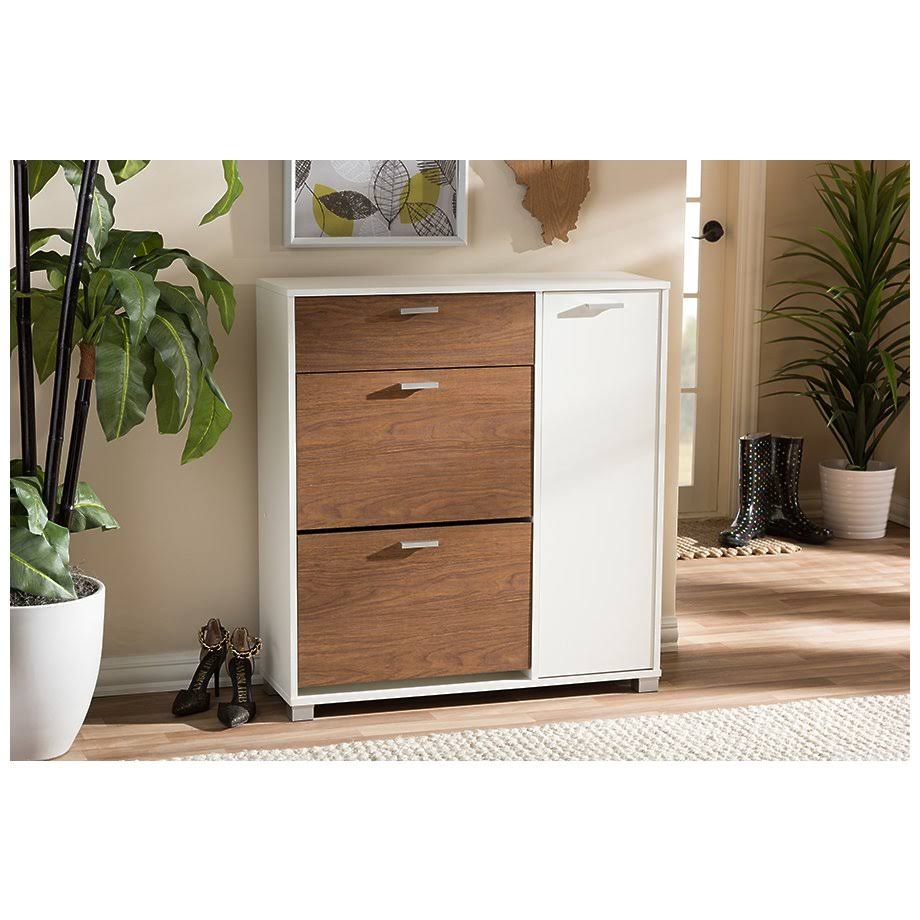 White/Walnut Storage Cabinet F587