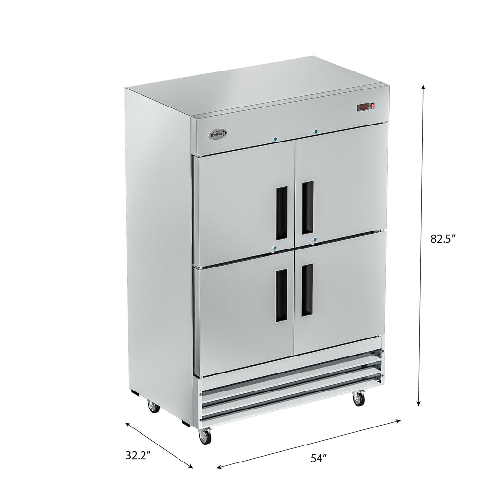 54 in. Commercial Stainless Steel Solid Half Door Reach-In Freezer, 47 cu. ft. P9197