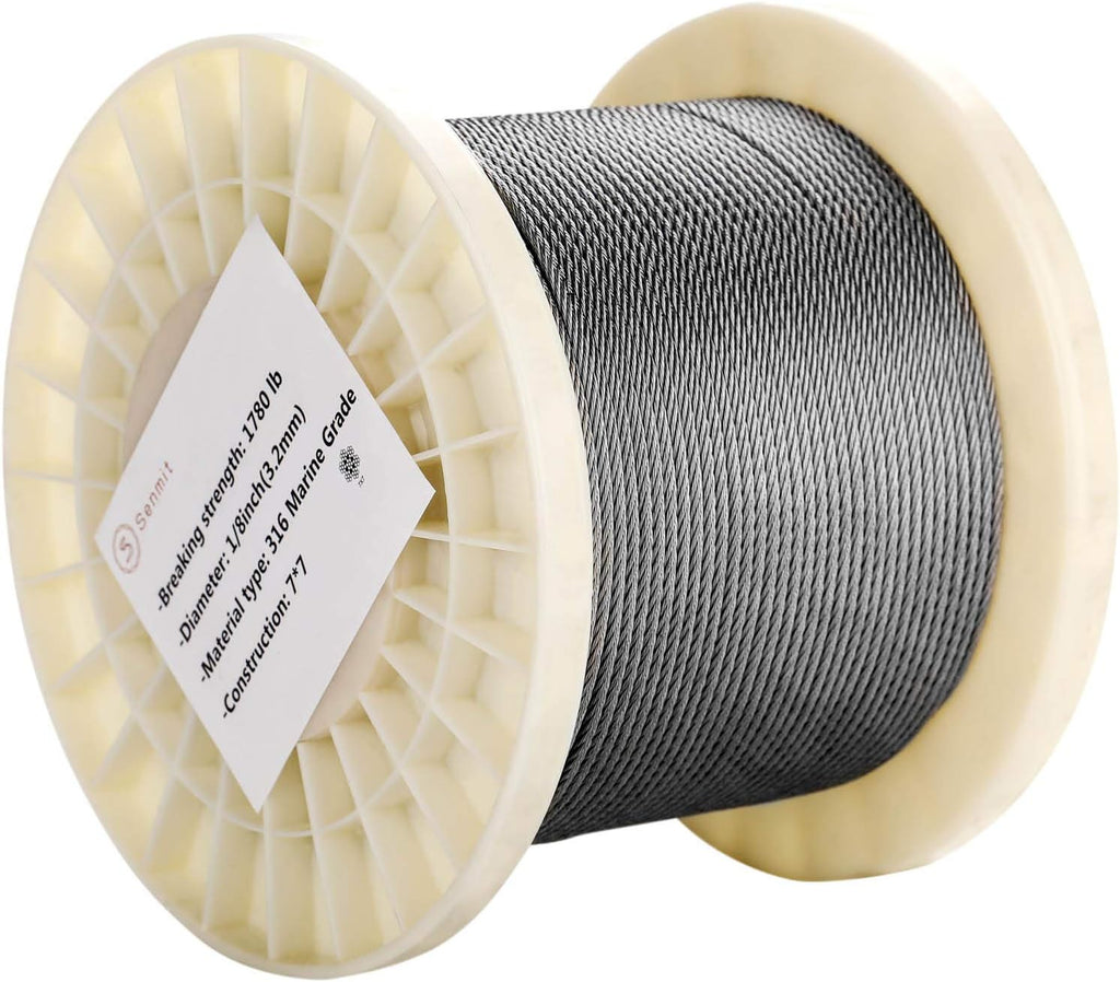 1/8 Stainless Steel Aircraft Wire Rope 500 Feet T 316 Marine Grade Cable Railing Kit M37629