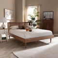 Queen Size Wood and Synthetic Rattan Platform Bed C36130