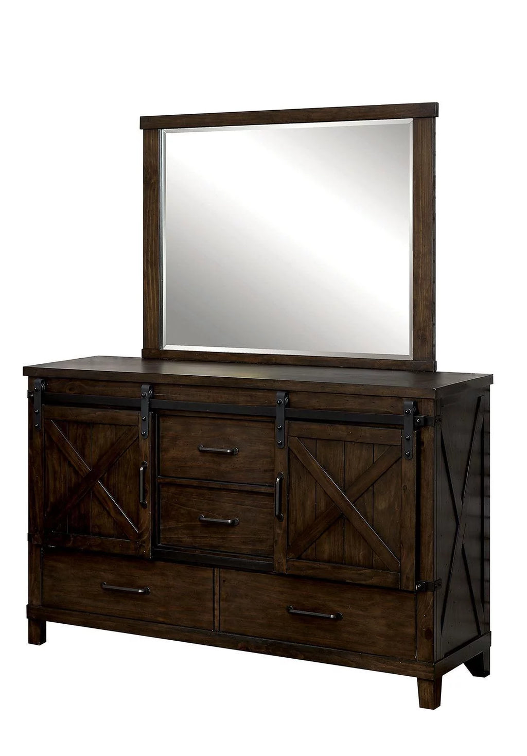 Dark Walnut Solid Wood Dresser with Mirror D1204