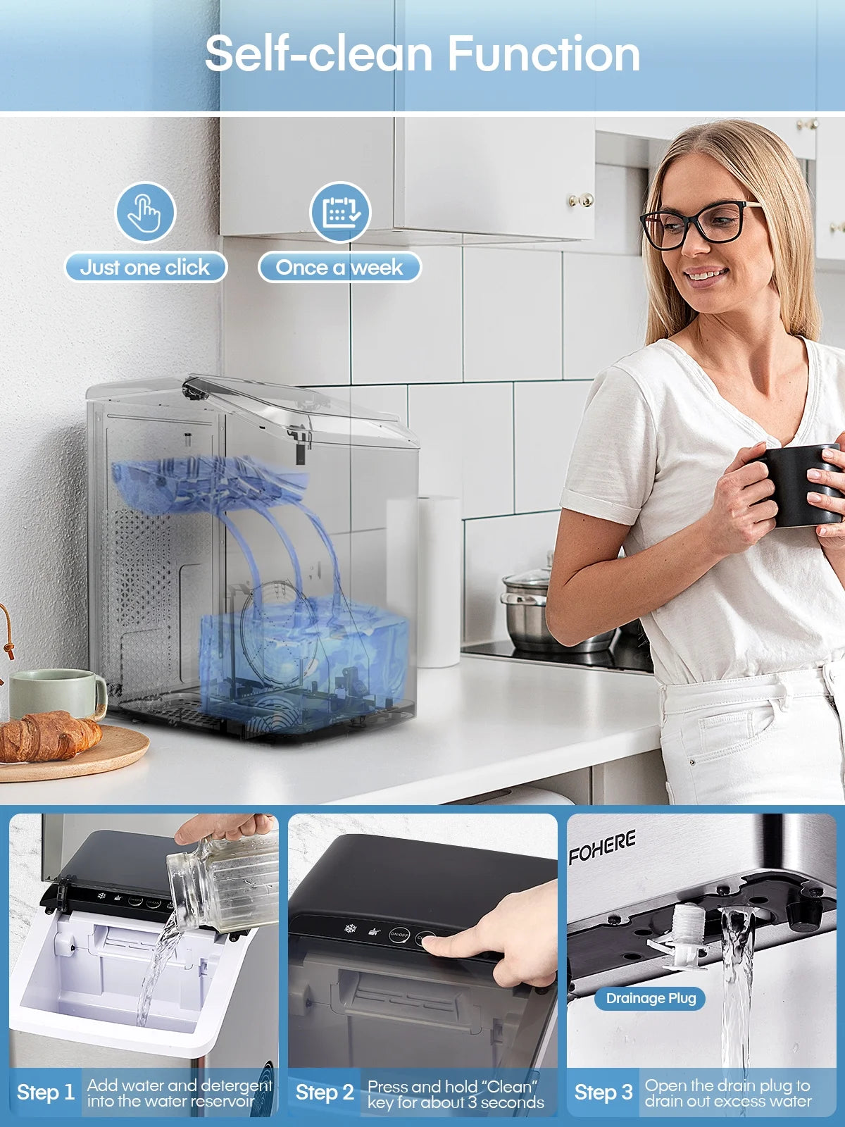 Stainless Steel Countertop Pellet Ice Maker W1947