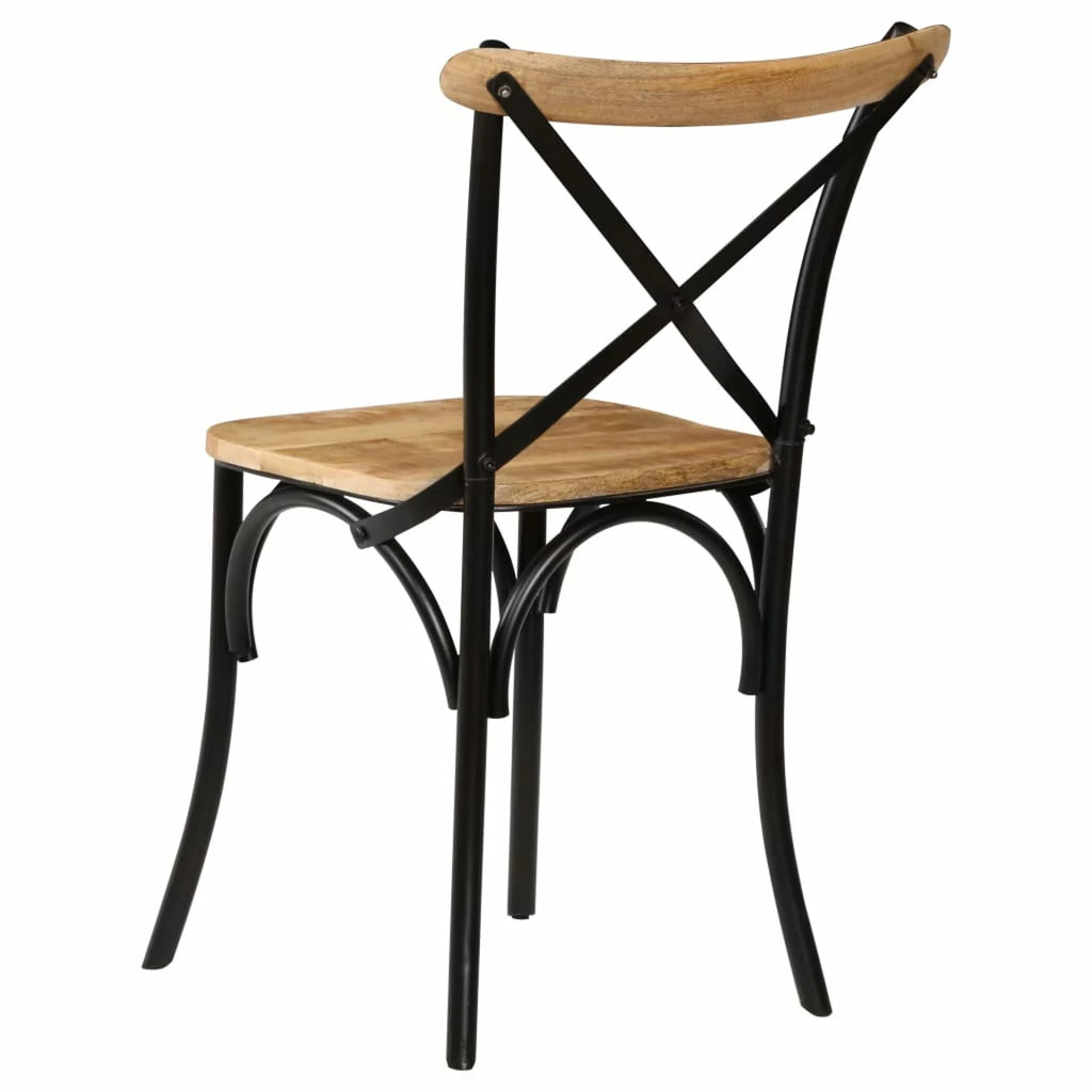 Black Solid Mango Wood Cross Chairs 2 pcs Q563