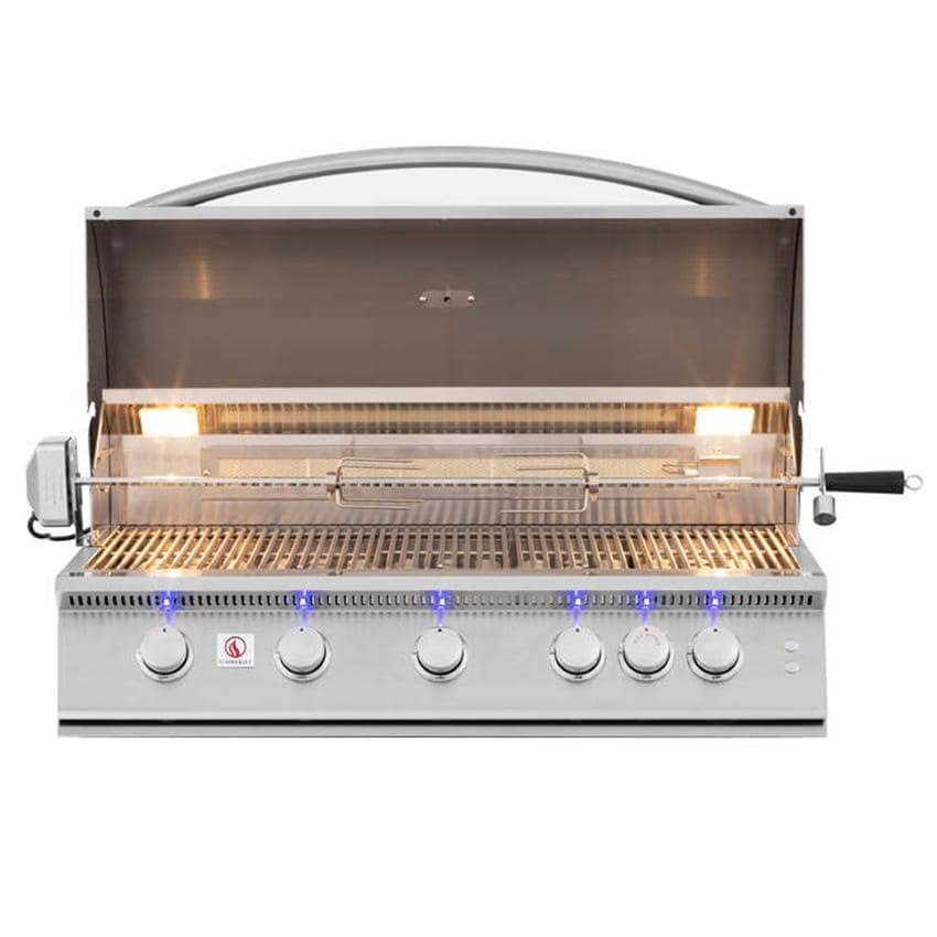 40-Inch 5-Burner Built-In Propane Gas Grill With Rear Infrared Burner X9586