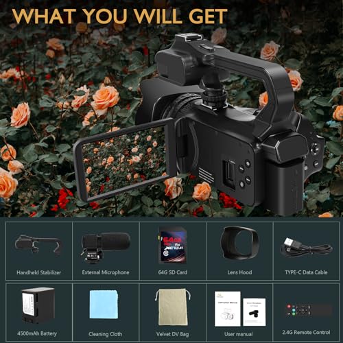 6K Camcorder Video Camera with 64GB SD Card S191