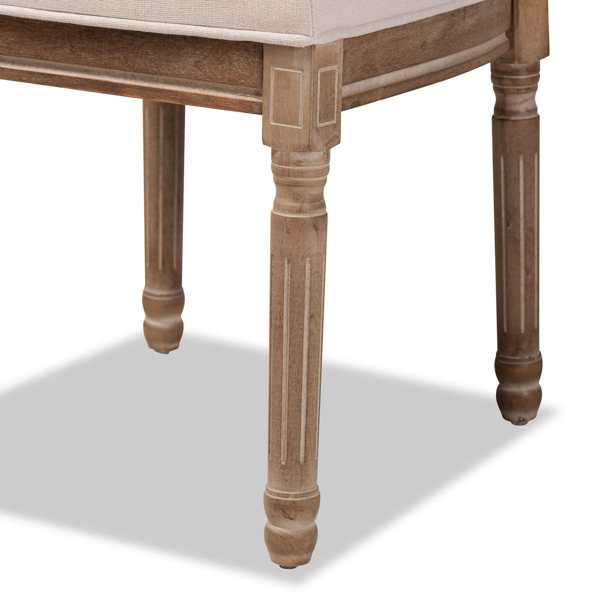 Beige and Antique Brown Dining Chair Set of 2 D5898