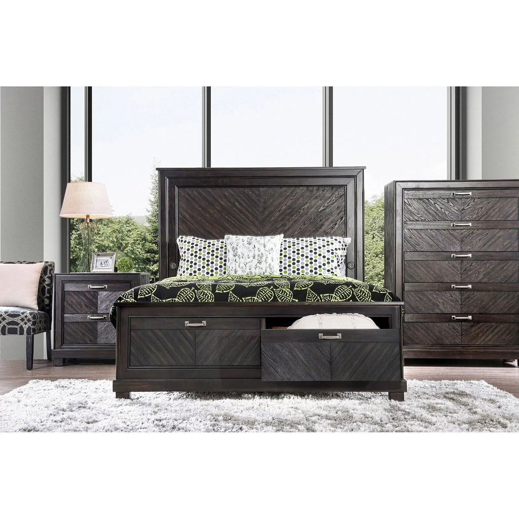 California King Size 6pc Bedroom Furniture Set Espresso Solid Wood H1002