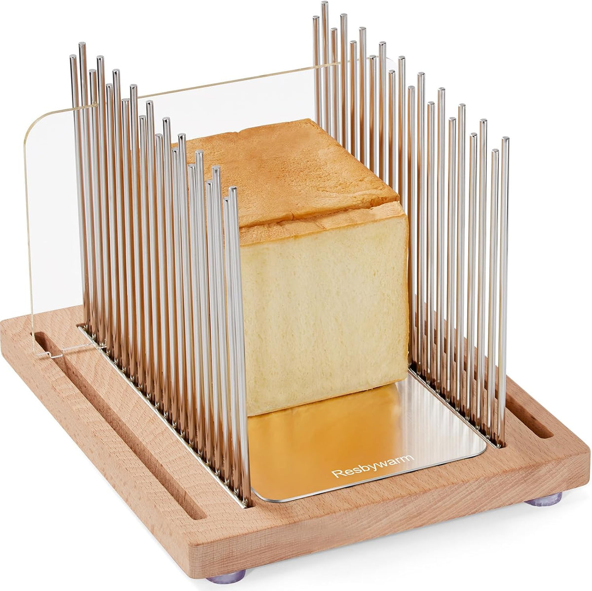 Stainless Steel Bread Slicer Guide with Beechwood Bread Cutting Board V72057