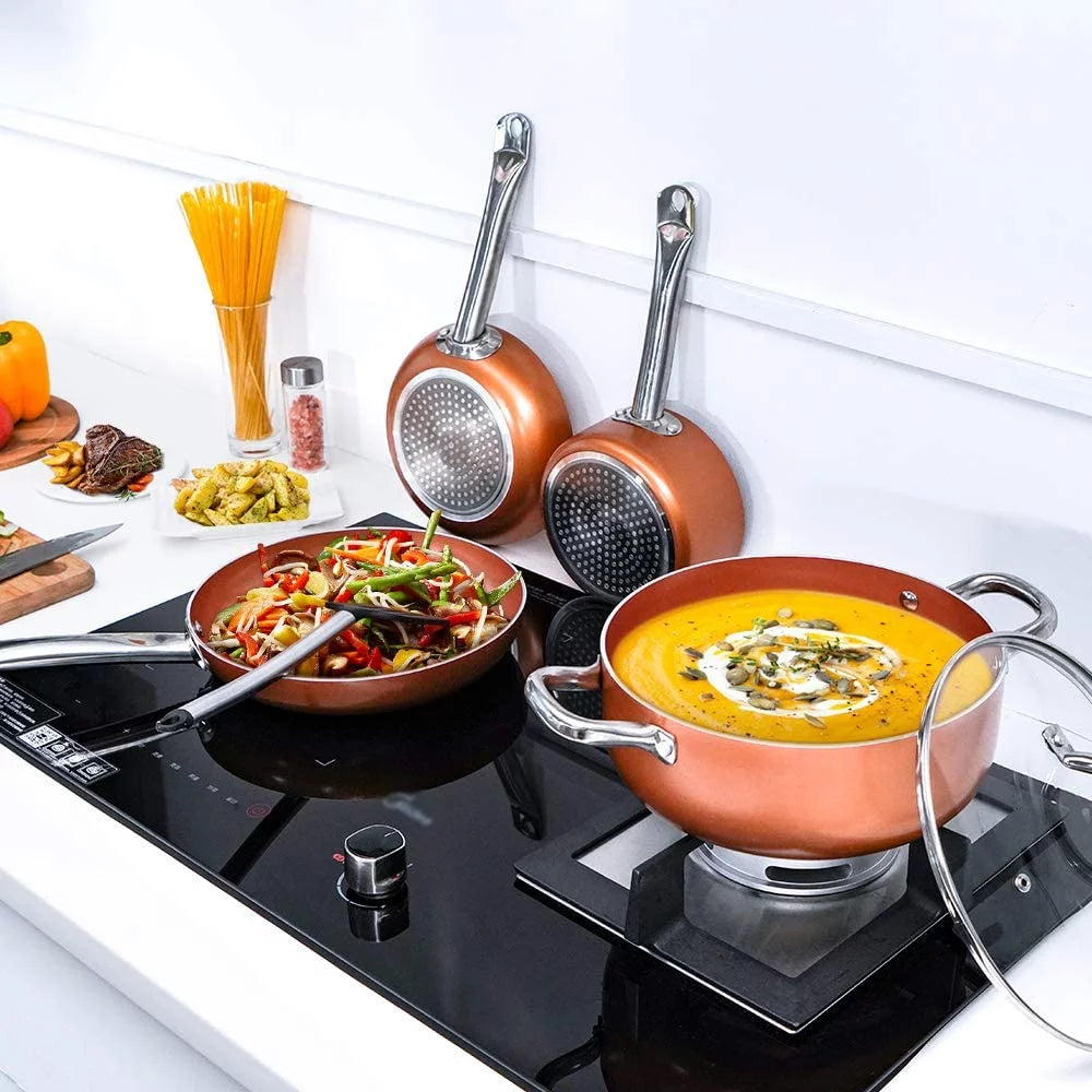 Nonstick Copper 5 Piece Aluminum Cookware Set R72885
