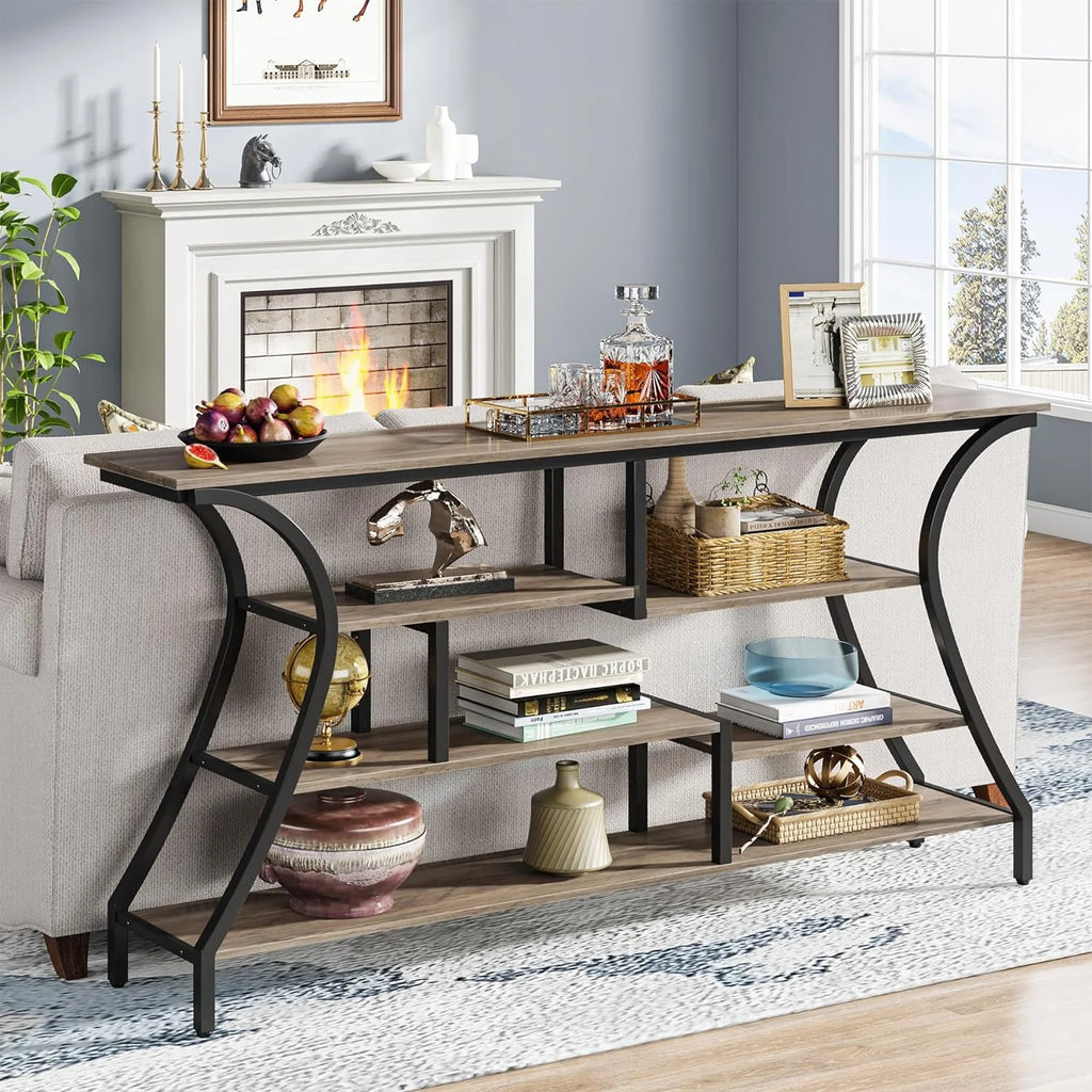 70.8 inch Narrow Console Table with Storage Shelves X490