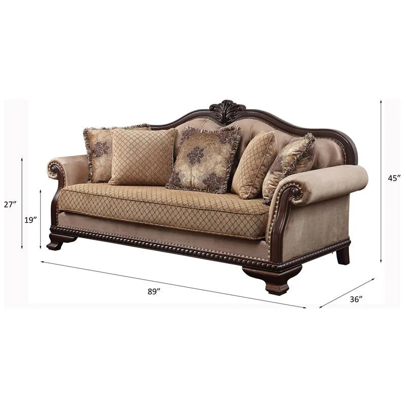 Brown Espresso Sofa with 5 Pillows T1634