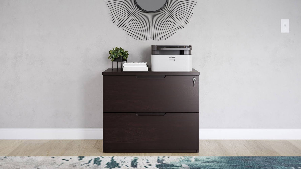 2 Drawer Lateral Filing Cabinet Dark Walnut J307