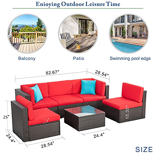 6 Pieces PE Wicker Rattan Sectional Sofa Set with Coffee Table X5152