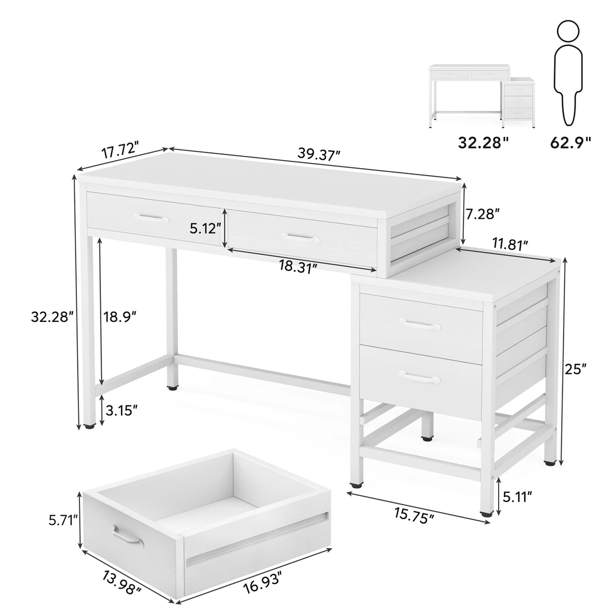 Computer Desk with 5 Drawers F263