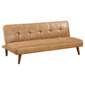 Saddle Brown Faux Leather Tufted Convertible Sofa Bed S794