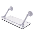 Floating Glass Shelf with Gallery Rail - Matte White - 18 inch D954949