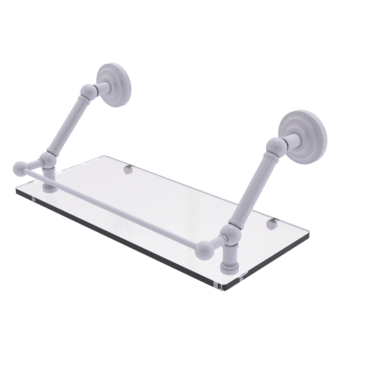 Floating Glass Shelf with Gallery Rail - Matte White - 18 inch D954949