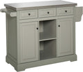 Rolling Kitchen Island with Stainless Steel Top Utility Cart on Wheels, Grey R5266