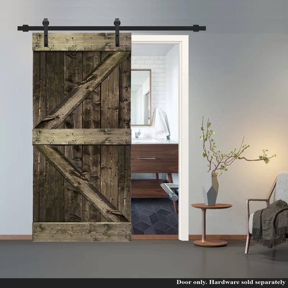 Espresso Solid Knotty Pine Wood Interior Sliding Barn Door Slab Y16059