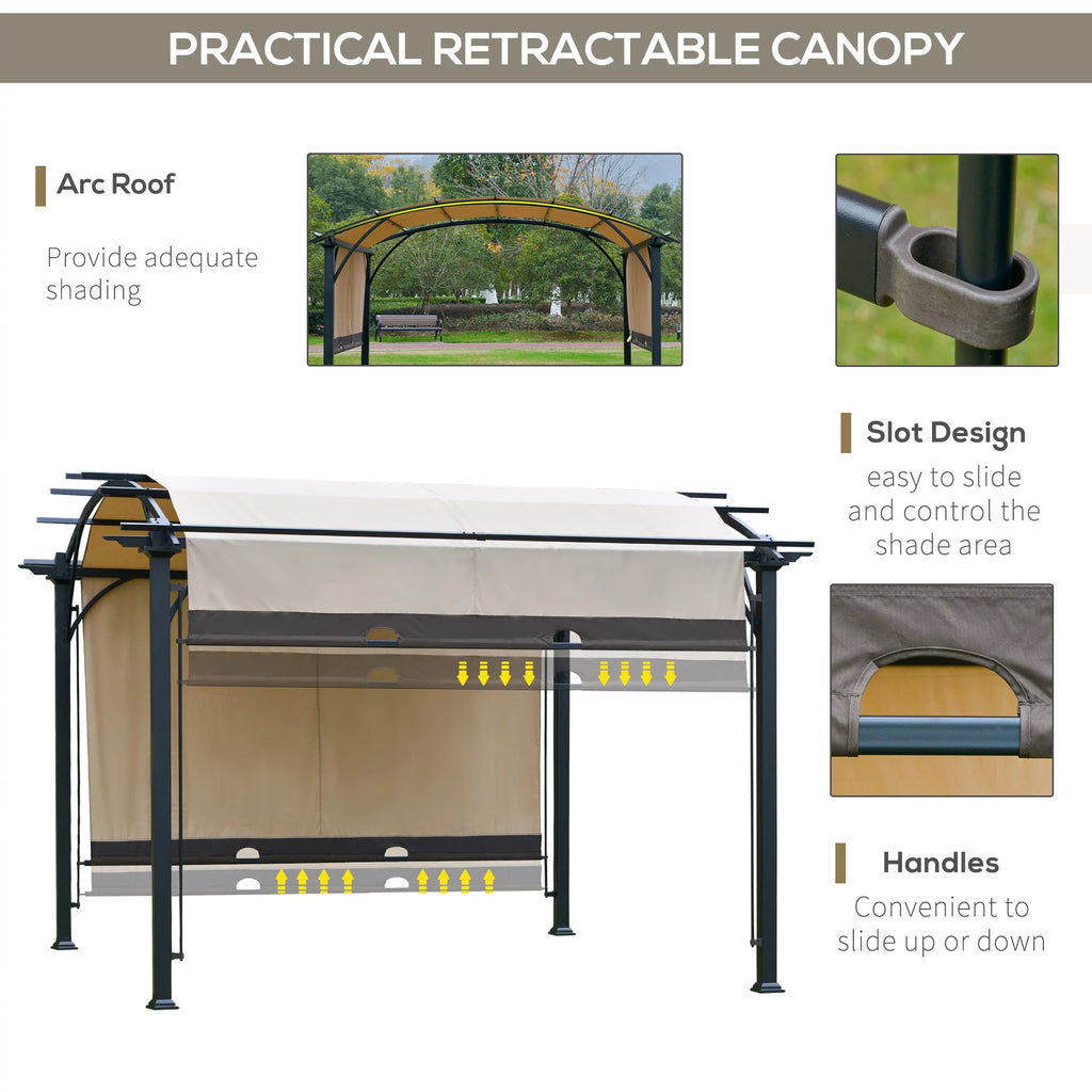 Beige Steel and Polyester Pergola R84950