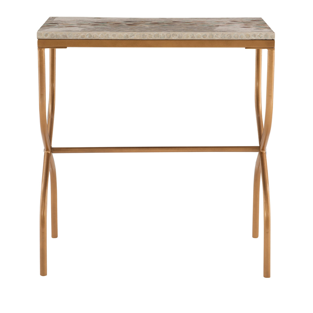 Gold Capiz Fish Mosaic Accent Table B468