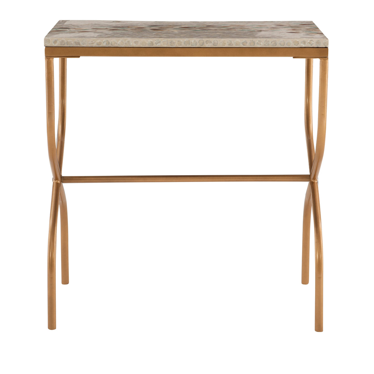Gold Capiz Fish Mosaic Accent Table B468