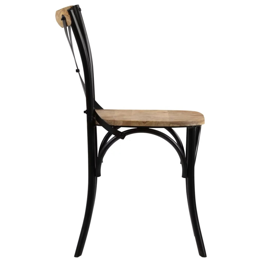 Black Solid Mango Wood Cross Chairs 2 pcs Q563