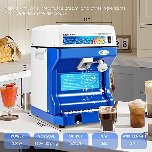 Commercial Electric Ice Shaver Snow Cone Maker 260lb/h N33502