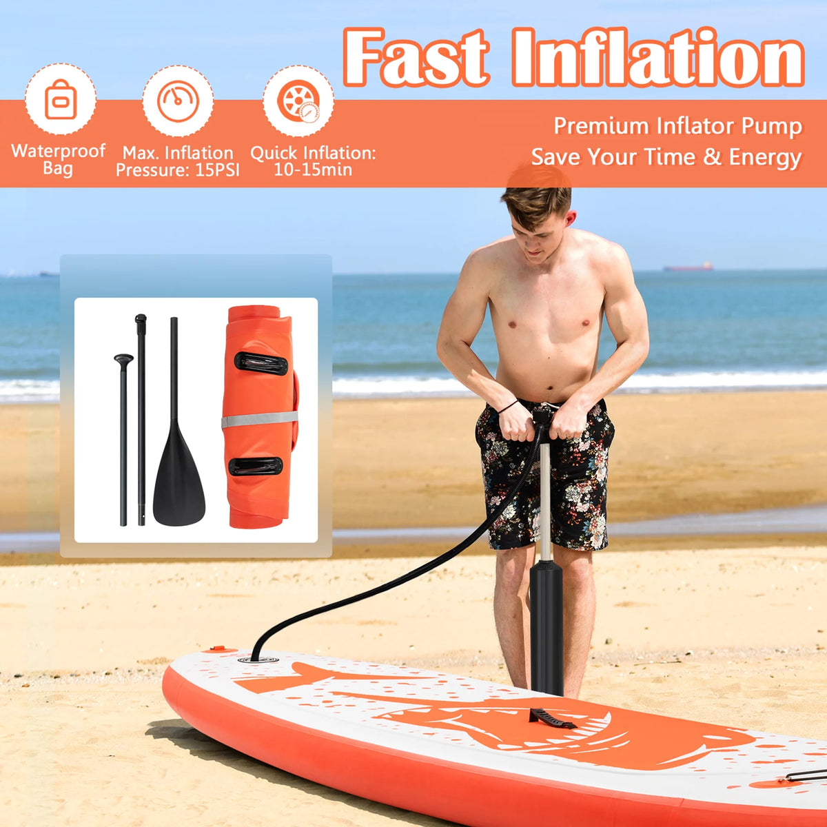 11' Inflatable Stand-Up Paddle Board Non-Slip Deck R493010